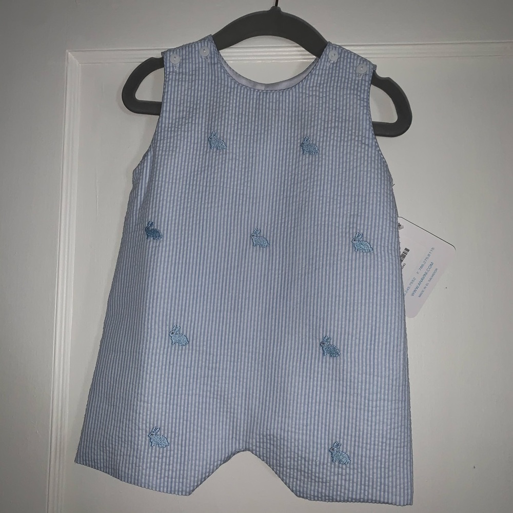 Anavini Embroidered Seersucker Jon Jon NWT 12M